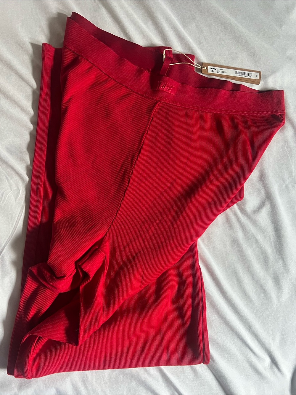 Red Cotton Rib Pants